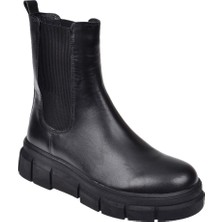 Pullman Hakiki Deri Yanı Lastikli Kadın Bot KMP-334708   Siyah