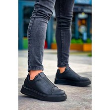 EM Trend KB-007  Kuback Siyah Siyah Yüksek Taban Tek Bant Bağcıksız Günlük Erkek Ayakkabı