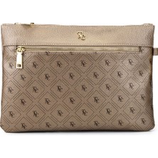 Tamer Tanca Kadın Suni Deri Altın Desen Clutch Çanta 743 2337 Bn Cnt SK25-26 Altın Gfrj
