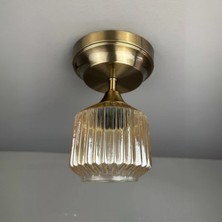 Bamyum Jerno Cam Bal Rengi Tekli Kalın Piramit Başlık Retro Salon Aydınlatma