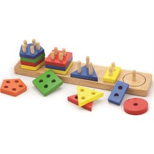 Empressco Renkli Ahşap Geometrik Şekiller ve Sıralama Eğitici Oyunu