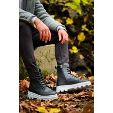 EM Trend KB-0993 Kuback Siyah Cilt Beyaz Yüksek Taban Postal Bot