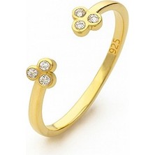 Brezza Lusso Jewelry 925 Ayar Tri Shine Üç Taşlı Açık Tasarım Yüzük