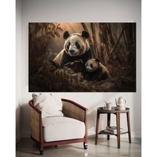 Özkacar Group Panda ve Yavrusu Ev Duvar Salon Güzellik Salonu Ofis Dükkan Dekarasyon Kanvas Tablo