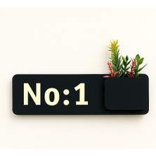 Evsay Çiçeklikli Kapı Numarası Ev Hediyesi Otel Site Ev Kapı Süsü Siyah