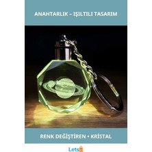 Letsii Renk Değiştiren Şık Satürn Gezegen Tasarım Işıklı Anahtarlık 10 cm