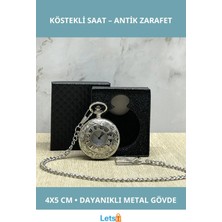 Letsii Özel Kutulu Antik Köstekli Saat Klasik Tasarım 4x5 cm Metal Gövde