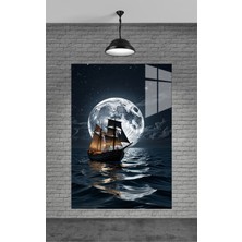 Marsilyan Gemi ve Dolunay Cam Tablo Ev Dekorasyon,balkon Dekorasyonu,dekoratif,duvar Tablo,mutfak Tablo