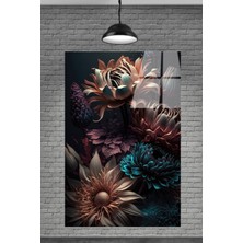 Sevilen Seri Altın Çiçekler Cam Tablo