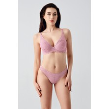Cotonhause Kadın Destekli Push-Up Gül Kurusu Sütyen Takım – Dantel Işlemeli Model C0T6N1433