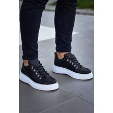 EM Trend Kb-X4  Kuback Siyah Cilt Yüksek Taban Bağcıklı Günlük Erkek Ayakkabı