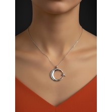 Modahilye - 925 Ayar Gümüş Ay Yıldız Tasarım Kolye