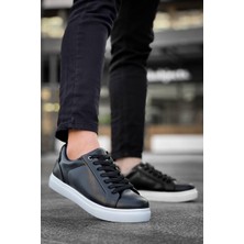 EM Trend Kb-Bx1  Kuback Siyah Cilt Yüksek Beyaz Taban Günlük Erkek Ayakkabı