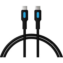 Storemax Type C-C Power Delivery Hızlı Şarj Kablosu, Siyah Kablo, Mavi/siyah Uçlar (150 Cm)