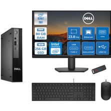Dell Pc Pro Mıcro QCM1250 Intel® Ultra 7 265T 80GB Ddr5 256GB SSD Intel® Graphicsdell 23.8 Fhd Mon.  Freedos Mini Masaüstü Bilgisayar BTO10723F26+ZETTAUSBBELLEK