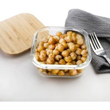 Storemax Bambu Kapaklı Vakumlu Cam Saklama Kabı Seti – Yuvarlak, Kare ve Dikdörtgen Gıda Saklama Kabı – Hava Geçirmez Kahvaltılık ve Mutfak Düzeni Için Cam Doğal Ahşap Kapaklı (Kare, 525 Ml)