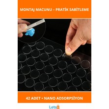 Letsii Çift Taraflı Yuvarlak Şeffaf Yapışkan Macun 42 Adet