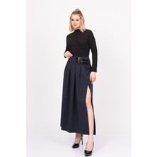 MissVina Elegancebelt Slit Skirt – Premium Pileli & Yırtmaçlı Etek 6829