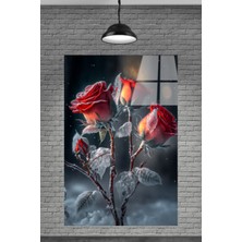 Marsilyan  Soğuta Kırmızı Güller Cam Tablo