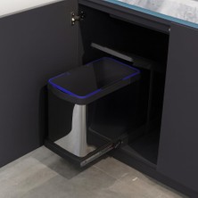 Storemax Cassone Krom, Dolap Içi Teleskopik Raylı Paslanmaz Krom Çöp Kovası 24 Litre, Minimum Kapak Genişliği 40 Cm.