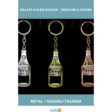 Letsii Metal Galata Kulesi Nazar Boncuğu Tasarımlı Anahtarlık ve Açacak