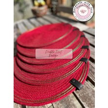 Double Knot Design 7 Prç Amerikan Servis Seti Supla Hediyelik Hasır Jüt Tress Yemek Masası Davet