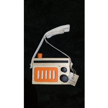 Empressco Turuncu Ahşap Retro Radyo, Çocuklar Için Nostaljik Dekoratif Oyuncak