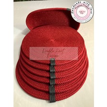 Double Knot Design 7 Prç Amerikan Servis Seti Supla Hediyelik Hasır Jüt Tress Yemek Masası Davet