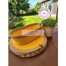 Double Knot Design 7 Prç Amerikan Servis Seti Supla Hediyelik Hasır Jüt Tress Yemek Masası Davet