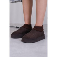 U456  Model 3  cm Tabanlı Yeni Sezon Kısa Bot Kahve