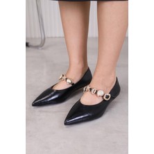 Amora Model 1 cm Topuklu Yeni Sezon Topuklu Ayakkabı Babet Sıyah