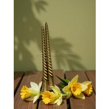 Renk Yapı Rüyası 2 Li Parlak Şamdan Mumu Fitilli Yaldızlı Dekoratif Şık Şamdan Mumuşamdan Mumu