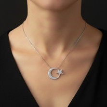 Modahilye - 925 Ayar Gümüş Ayyıldız Hilal kadın Kolye
