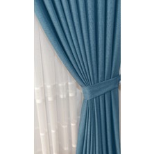 Mebelport Curtain Keten Fon Perde 1/3 Sık Pileli Dikim Korniş Için Tek Kanat(30 Renk)