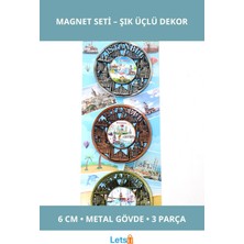 Letsii Istanbul Temalı Metal Magnet 6 cm 3'lü Set