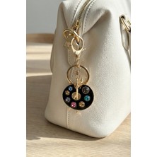 Modex Altın Sarısı Renkli Taş Detay Ressam Paleti Çanta Aksesuarı Anahtarlık