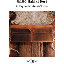 Koof Craft Basic Minimal Hakiki Deri Kahverengi Cüzdan – El Dikimi %100 Gerçek Deri Kartlık