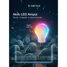 Kensa Akıllı Rgb+Cct LED Ampul | Wifi Kontrollü 9W A+ Enerji Tasarruflu Akıllı Işık | Renk Değiştiren Akıllı Ev Ampulü
