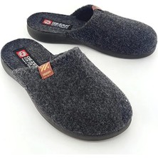 Gezer Erkek Kışlık Keçe  Füme Renk Ev, Misafir ve Çeyiz Terliği