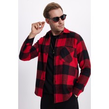 Tudors Erkek Regular Fit Klasik Kesim Kareli Cepli Oduncu Gömlek