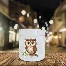 Sartre Art Baykuşş Baskılı Porselen Söndür-At Kokusuz Küllük Kül Tablası