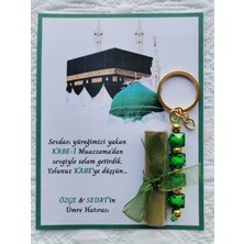 İ&DBABY 48 Adet Kişiye Özel Tasarım Hac Umre Mevlid Hatırası Dağıtmalık Hediyelik Yeşil Anahtarlık ve Kına