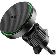 Wiwu CH-325 M-Safeli Aramid Fiber Qi2 Teknolojili Havalandırma Tasarım Araç Telefon Tutucu 15W Siyah