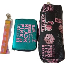 Alanç Gift Özel Hediye Seti Black Pink Baskılı Cüzdan, Kalemlik, Anahtarlık