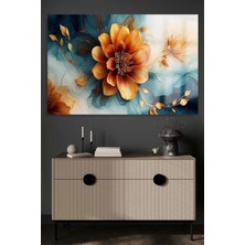 Mermer Üzerinde Sarı Lotus Çiçeği Lüks Kırılmaz Cam Tablo Ev Hediyesi Tablo