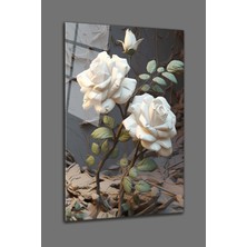 3D Gül Çiçek Cam Tablo-Çiçek Gül Dekoratif Cam Tablo-Duvar Tablosu-Ev Dekor-Ev Hediyesi