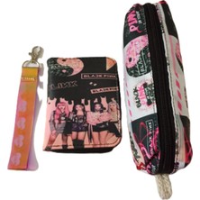 Alanç Gift Özel Hediye Seti  Black Pink Cüzdan, Kalemlik, Anahtarlık