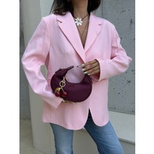 Çanta Trend *** Bordo Süet Kadın Omuz Çantası Kiraz Charm Hediyeli