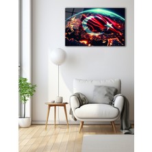 Marsilyan Dünya Üstünde Türk Bayrağı Cam Tablo