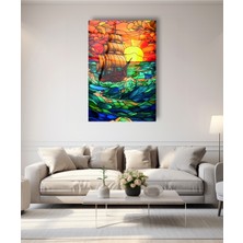 Marsilyan Vitray Korsan Gemisi Cam Tablo